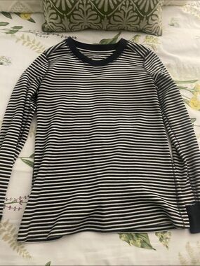 Navy& White Striped Long Sleeve Tee